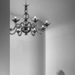 Lampadario 8 Luci in Vetro di Venezia e Metallo Made in Italy - Foscarino