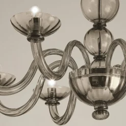 Lampadario 8 Luci in Vetro di Venezia e Metallo Made in Italy - Foscarino