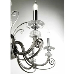 Lampadario 8 Luci in Vetro Soffiato e Cristallo di Lusso Classico - Cassea