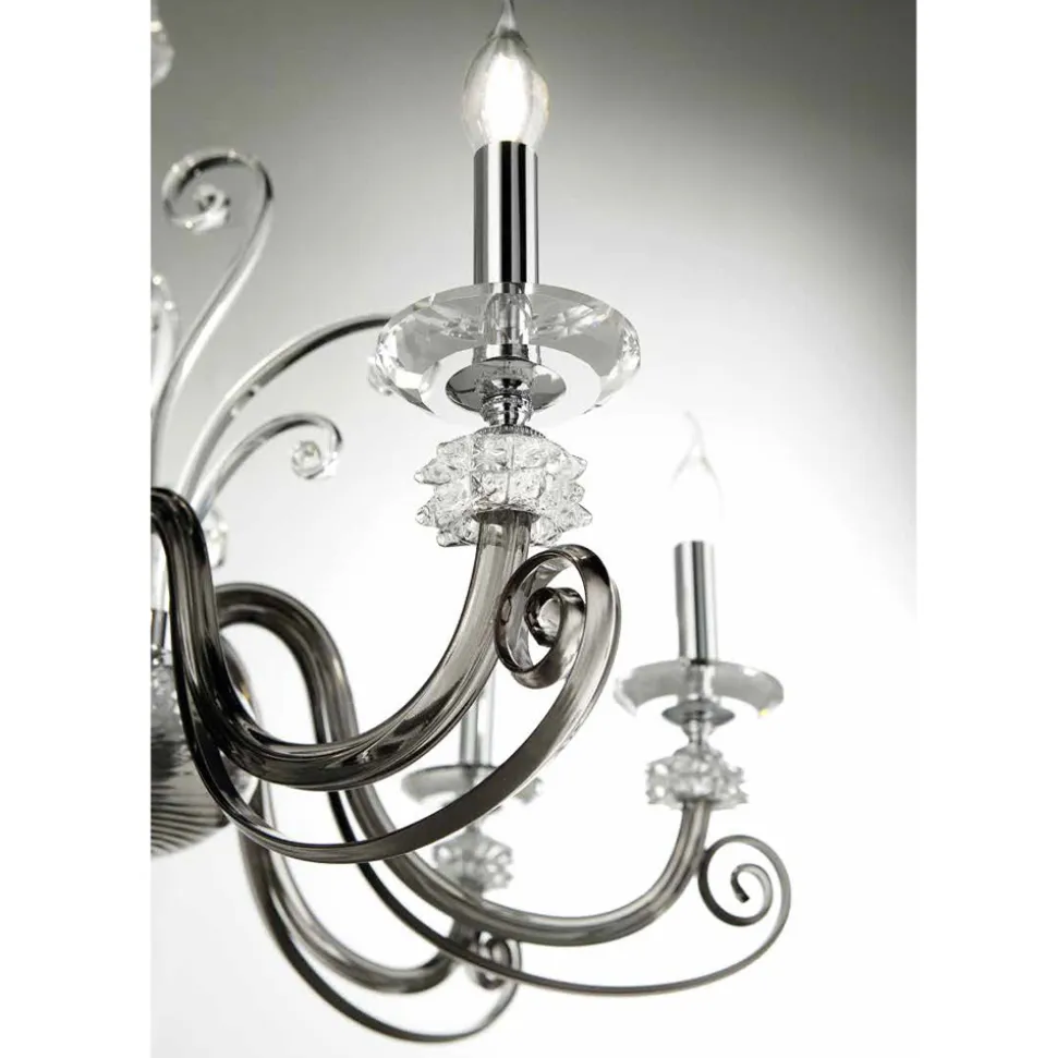 Lampadario 8 Luci in Vetro Soffiato e Cristallo di Lusso Classico - Cassea