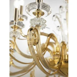 Lampadario 8 Luci in Vetro Soffiato e Cristallo di Lusso Classico - Cassea