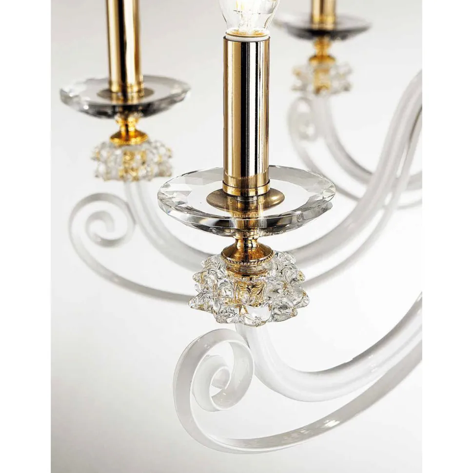 Lampadario 8 Luci in Vetro Soffiato e Cristallo di Lusso Classico - Cassea