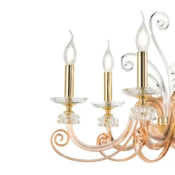 Lampadario 12 Luci in Vetro Soffiato e Cristallo di Lusso Classico - Cassea
