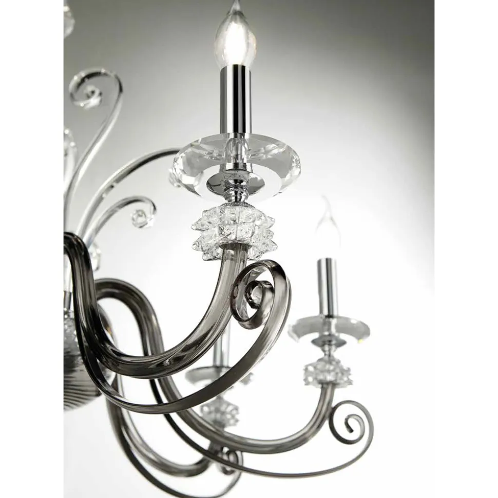 Lampadario 12 Luci in Vetro Soffiato e Cristallo di Lusso Classico - Cassea