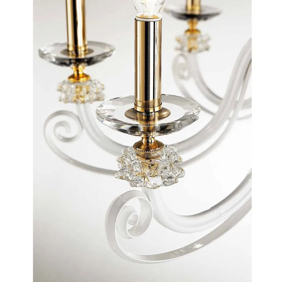 Lampadario 12 Luci in Vetro Soffiato e Cristallo di Lusso Classico - Cassea