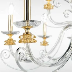 Lampadario 12 Luci in Vetro Soffiato e Cristallo di Lusso Classico - Cassea
