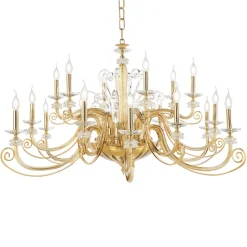 Lampadario 18 Luci in Vetro Soffiato e Cristallo di Lusso Classico - Cassea