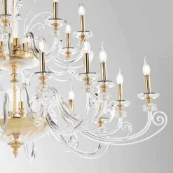 Lampadario 24 Luci in Vetro Soffiato e Cristallo di Lusso Classico - Cassea
