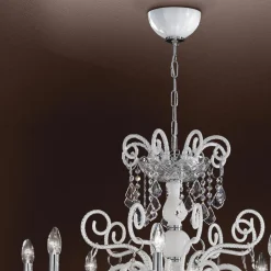 Lampadario 8 Luci in Vetro Veneziano Made in Italy Classico - Fiorentino