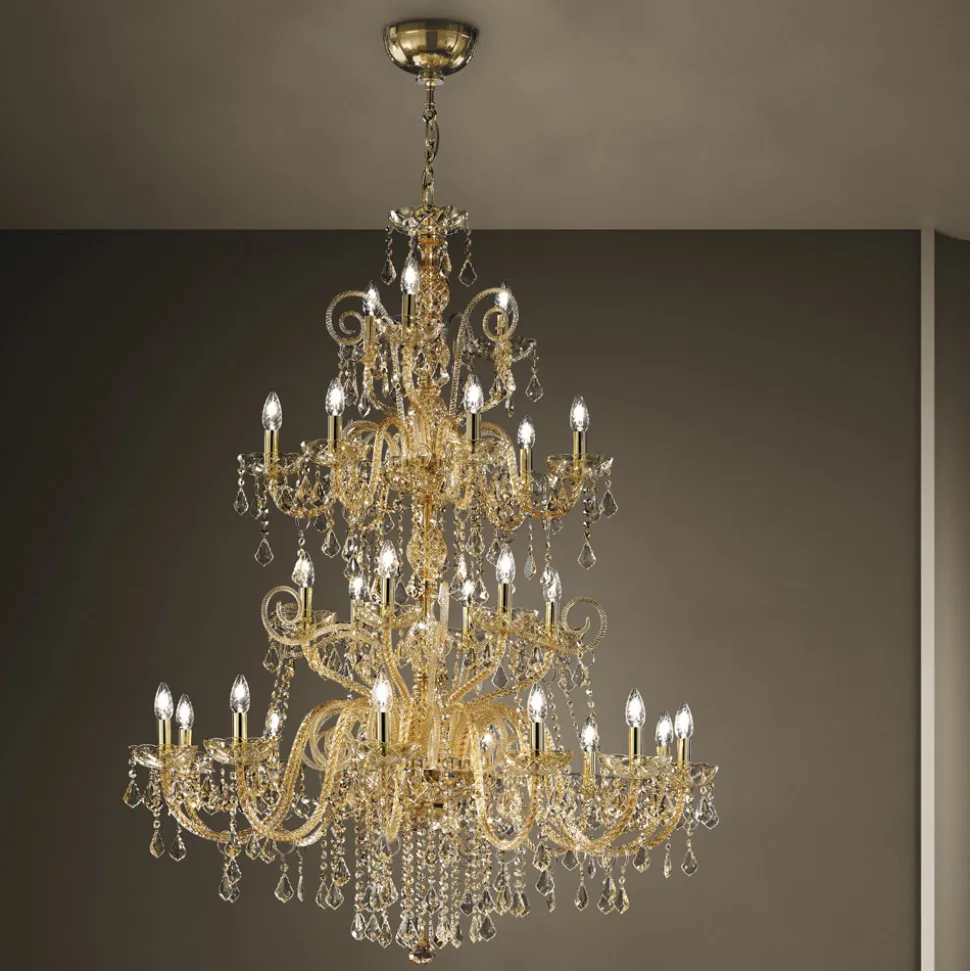 Lampadario 27 Luci in Vetro Veneziano Fatto a Mano in Italia - Fiorentino