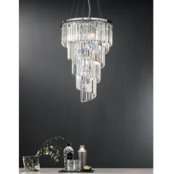 Lampadario Lusso Classico in Metallo Cromato e Cristallo Molato - Lambert