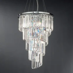 Lampadario Lusso Classico in Metallo Cromato e Cristallo Molato - Lambert