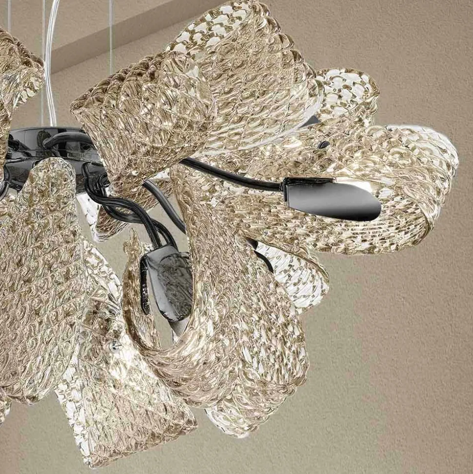 Lampadario Moderno a 12 Luci in Vetro di Venezia, Made in Italy - Diamonique