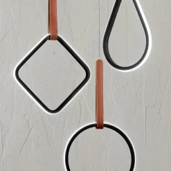 Lampadario Moderno con Forme Geometriche in Metallo e Ecopelle - Cipresso