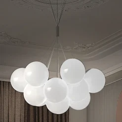 Lampadario Moderno in Vetro Veneziano Incamiciato Soffiato a Mano - Neve