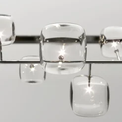 Lampadario Orizzontale in Metallo e Vetro Pyrex Trasparente - Iperspazio