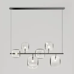 Lampadario Orizzontale in Metallo e Vetro Pyrex Trasparente - Iperspazio
