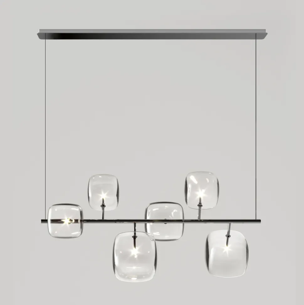Lampadario Orizzontale in Metallo e Vetro Pyrex Trasparente - Iperspazio