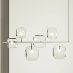 Lampadario Orizzontale in Metallo e Vetro Pyrex Trasparente - Iperspazio