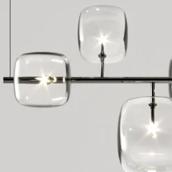Lampadario Orizzontale in Metallo e Vetro Pyrex Trasparente - Iperspazio