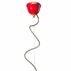 Lampadario retrò a sospensione artigianale in ceramica Ferroluce