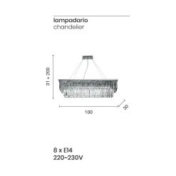 Lampadario Sospeso Classico Metallo e Cristallo Molato di Lusso - Mirielle