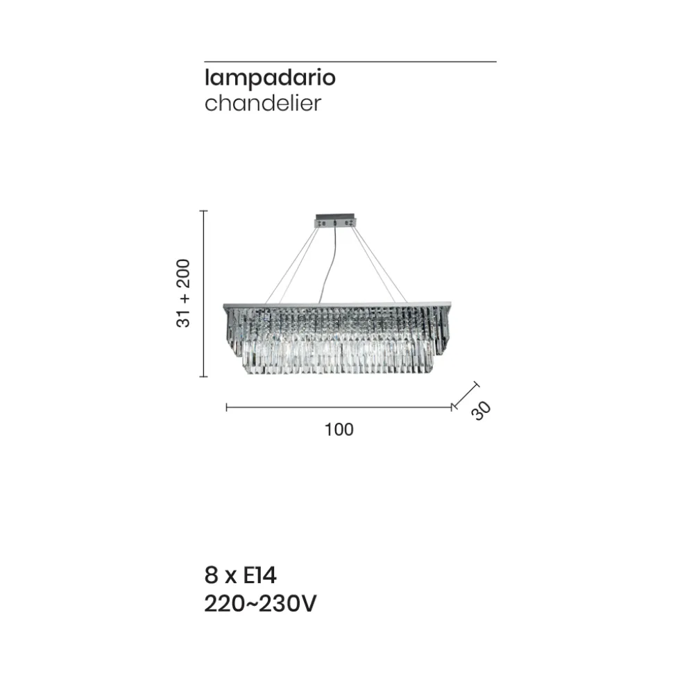 Lampadario Sospeso Classico Metallo e Cristallo Molato di Lusso - Mirielle