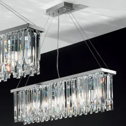 Lampadario Sospeso Classico Lusso in Metallo e Cristallo Molato - Zolando