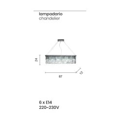 Lampadario Sospeso Classico Lusso in Metallo e Cristallo Molato - Zolando