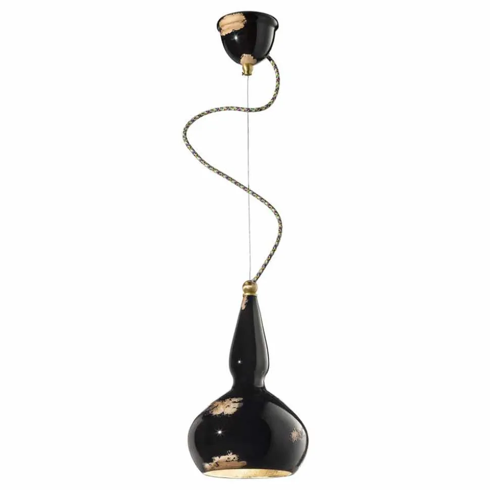 Lampadario sospeso in stile retrò in ceramica Ferroluce