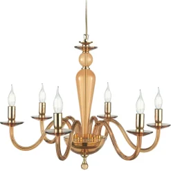 Lampadario Stile Classico 6 Luci in Vetro e Metallo Made in Italy - Oliver