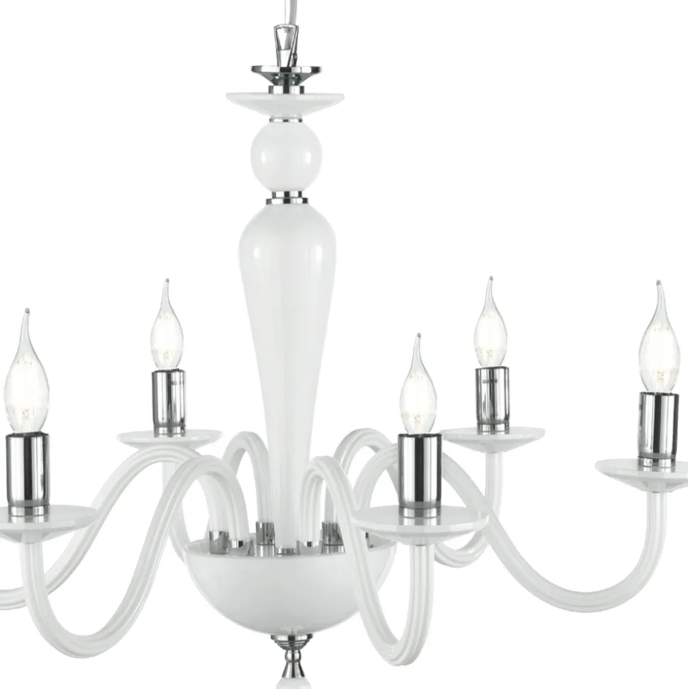 Lampadario Stile Classico 6 Luci in Vetro e Metallo Made in Italy - Oliver