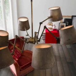 Lampadario stile industriale in ferro e ottone Reporter Il Fanale