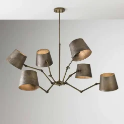 Lampadario stile industriale in ferro e ottone Reporter Il Fanale