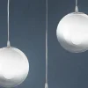 Lampadario su Barra Lineare Quattro Lumi in Vetro Bianco Made in Italy - Isotta