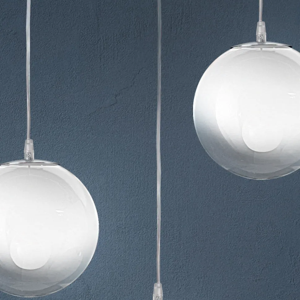 Lampadario su Barra Lineare Quattro Lumi in Vetro Bianco Made in Italy - Isotta