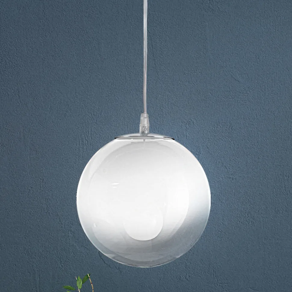 Lampadario su Barra Lineare Quattro Lumi in Vetro Bianco Made in Italy - Isotta