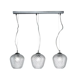Lampadario su Barra Lineare Tre Lumi in Vetro Veneziano Made in Italy - Elisia