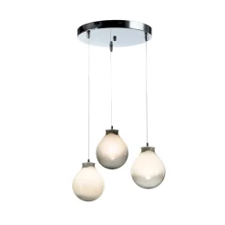Lampadario su Base Rotonda a Tre Lumi in Vetro Incamiciato Made in Italy - Iride