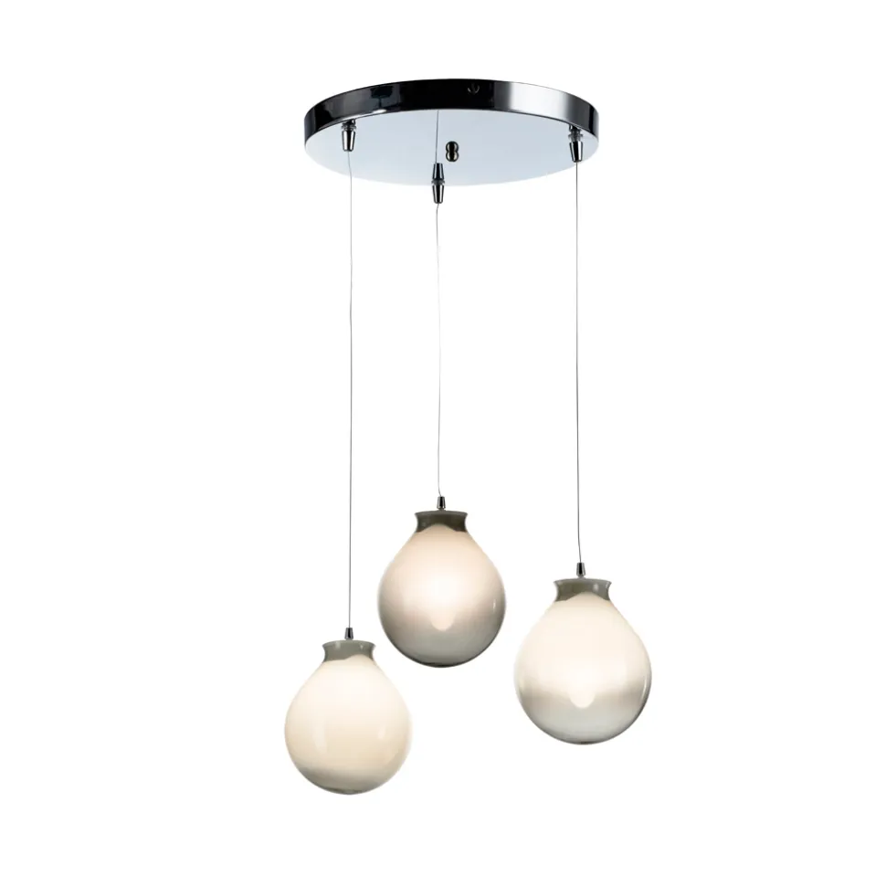 Lampadario su Base Rotonda a Tre Lumi in Vetro Incamiciato Made in Italy - Iride