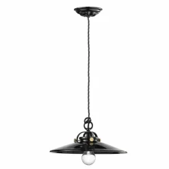 Lampadario vintage industriale in ceramica lucida Gloria Ferroluce