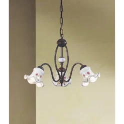Lampadario Vintage 3 o 5 Luci in Ferro e Ceramica Decorata a Mano - Chieti