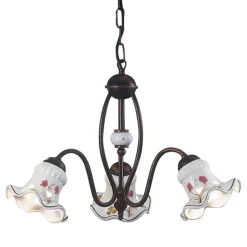 Lampadario Vintage 3 o 5 Luci in Ferro e Ceramica Decorata a Mano - Chieti