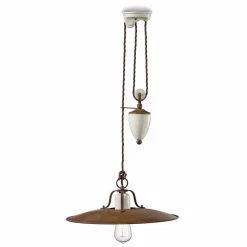 Lampada saliscendi artigianale in ceramica e metallo Kristen Ferroluce