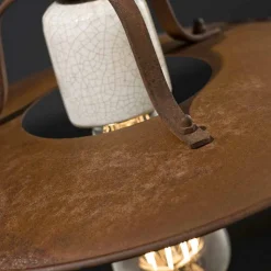 Lampada saliscendi artigianale in ceramica e metallo Kristen Ferroluce