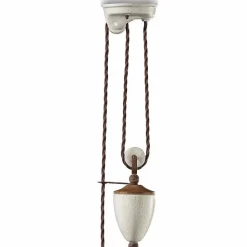 Lampada saliscendi artigianale in ceramica e metallo Kristen Ferroluce