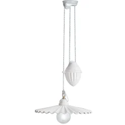 Lampada Saliscendi a Sospensione in Ceramica Plissettata Lucida - Laquila