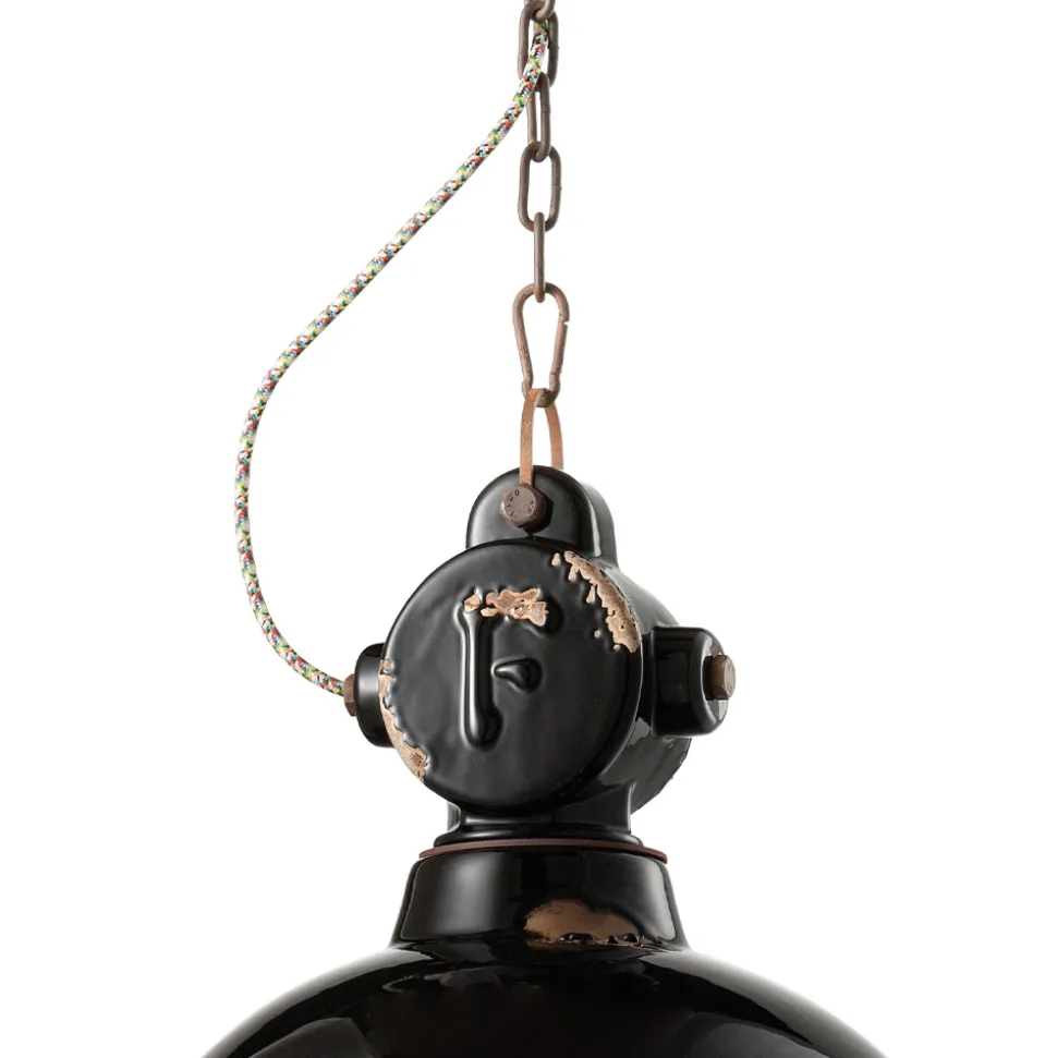 Lampada Sospensione Ceramica e Ferro Artigianale e Industriale - Industrial