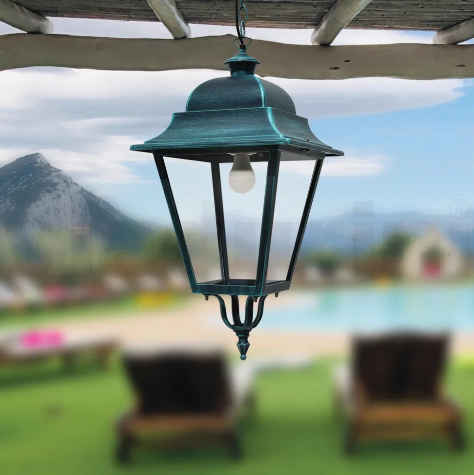 Lampada Sospensione da Esterno in Alluminio e Vetro Made in Italy - Bonaria