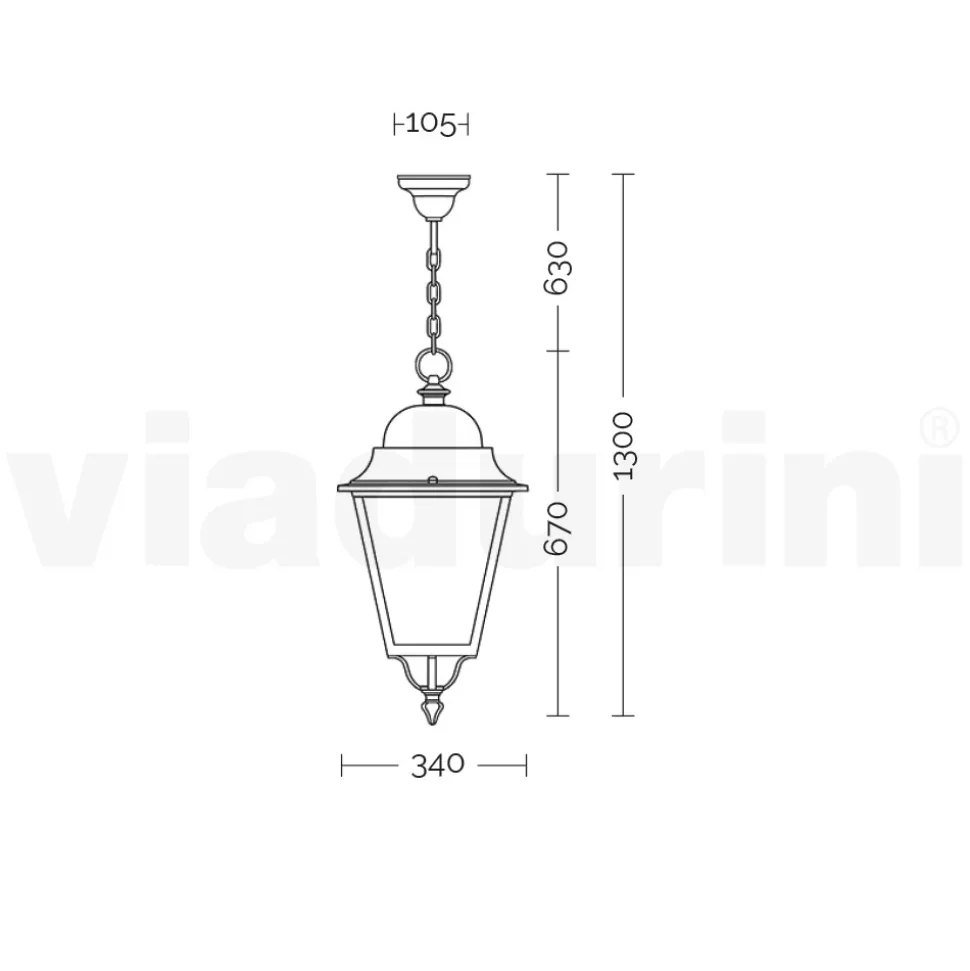 Lampada Sospensione da Esterno in Alluminio e Vetro Made in Italy - Bonaria